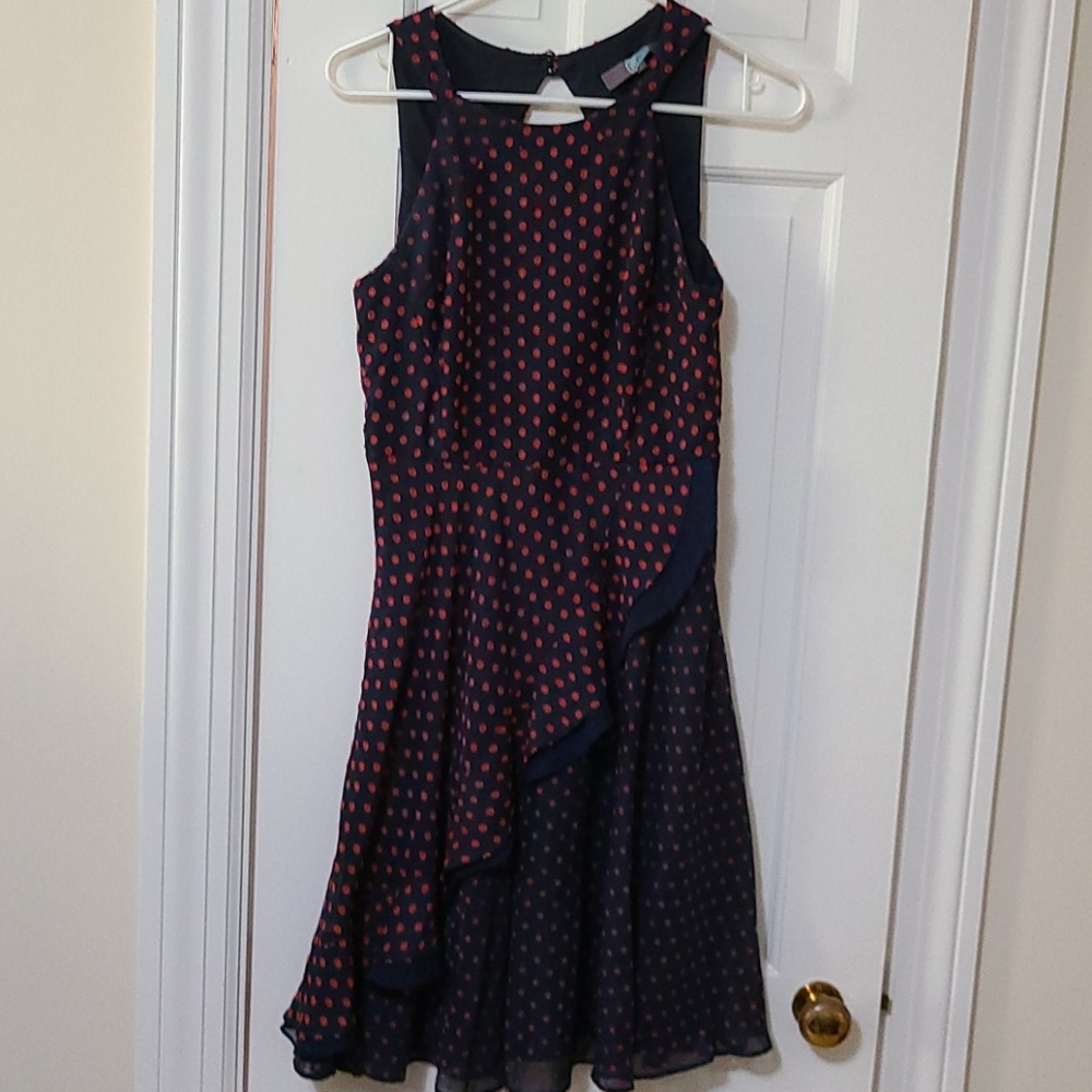 Red&navy blue dress